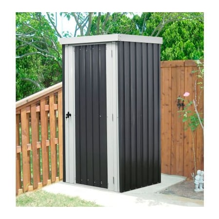 Almo Fulfillment Services Hanover HANPATSHD-GW Galvanized Steel Shed, 31-7/8"L x 38-3/5"W x 70-7/8"H, Dark Gray/White HANPATSHD-GW